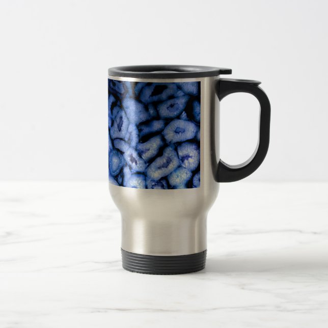 Mug De Voyage Agate de quartz bleu, Geodes bleues, motif abstrai (Droit)