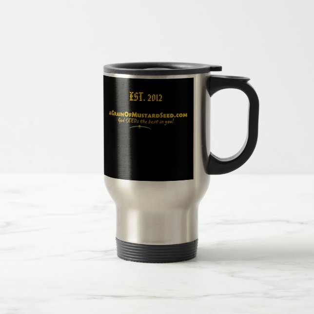 Mug De Voyage Agrainofmustardseed.com EST 2012 (Droit)