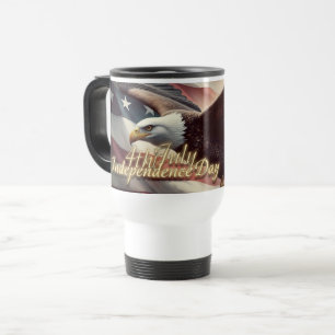 Mug De Voyage Aigle du 4 juillet avec drapeau américain
