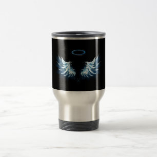 Mug De Voyage Ailes d'angle brillant bleu sur arrière - plan noi