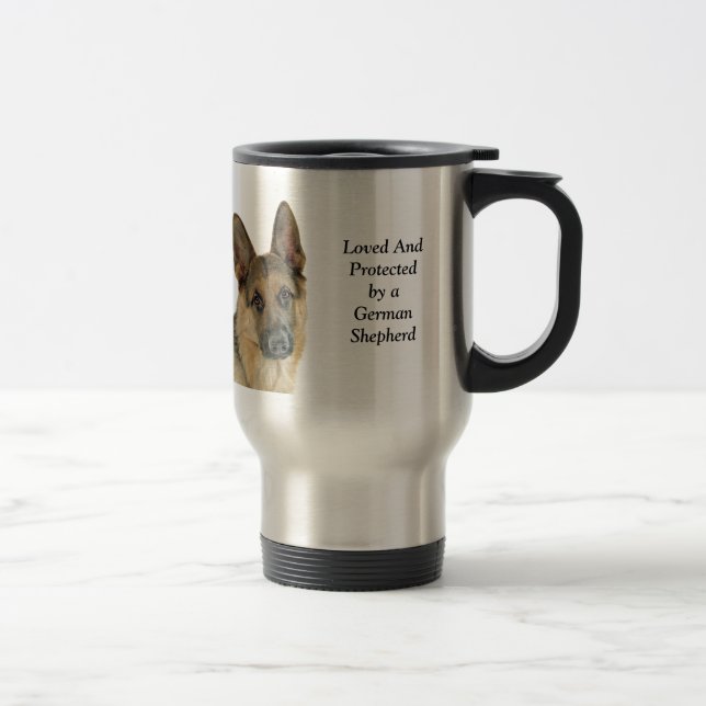 Mug De Voyage Aimé et protégé par un berger allemand (Droit)