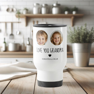Mug De Voyage Aimez-vous grand-mère   Photo à deux visages perso