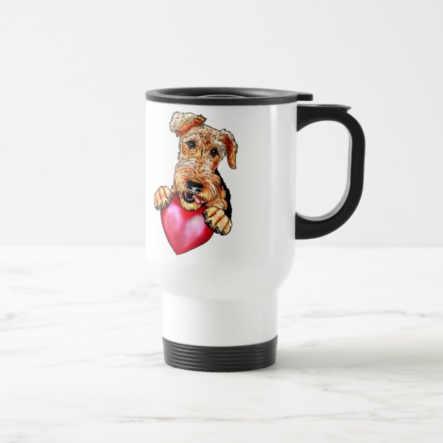 Mug De Voyage Airedale Terrier Holding Heart (Droite)
