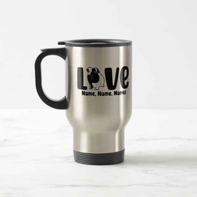 Mug De Voyage Ajouter des noms ou du texte, Guinée Pig LOVE sur (Gauche)