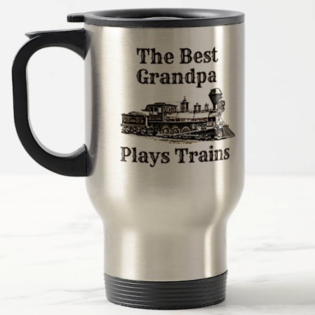 Mug De Voyage Ajouter le nom Plages Train à vapeur Grand-père gr (Créateur téléchargé)