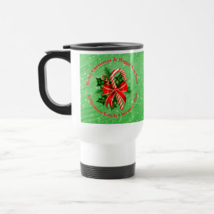 Mug De Voyage Ajouter un nom Modifier le texte Rouge Vert Noël