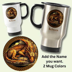 Mug De Voyage Ajouter un nom Repose du dragon Brown