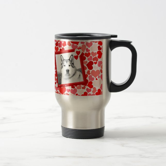 Mug De Voyage Alaskan Malamute Chien Valentines Coeur (Droit)