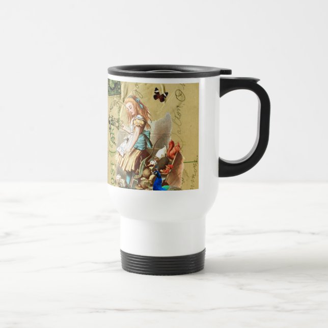 Mug De Voyage Alice vintage en collage du pays des merveilles (Droite)