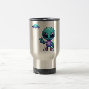 Mug De Voyage Alien de paix mignon et vaisseau spatial