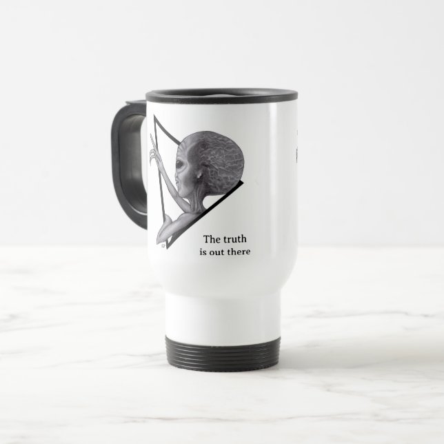 Mug De Voyage Alien gris, la vérité est là (Devant gauche)