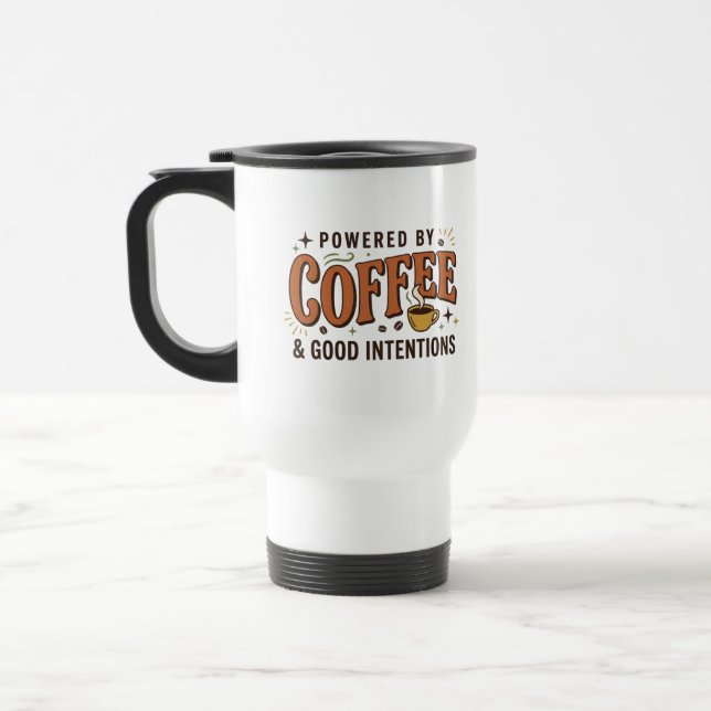 Mug De Voyage Alimenté par le café Rétro Typographie 70s (Gauche)
