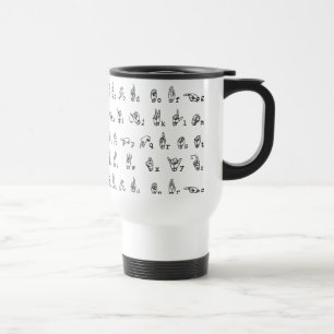 Mug De Voyage Alphabet de langue des signes américaine en noir