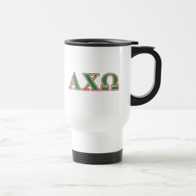 Mug De Voyage Alphi Chi Omega Lettres Vertes et Rouges (Droite)