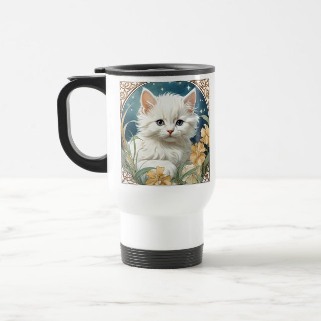 Mug De Voyage Alphonse Mucha Art Nouveau Kitten (Gauche)