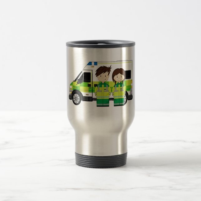 Mug De Voyage Ambulance de bande dessinée et EMT (Centre)