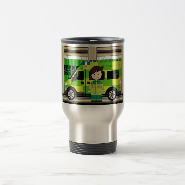 Mug De Voyage Ambulance de bande dessinée et EMT (Centre)