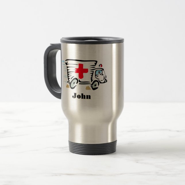 Mug De Voyage Ambulance Paramètre Médicale (Devant gauche)