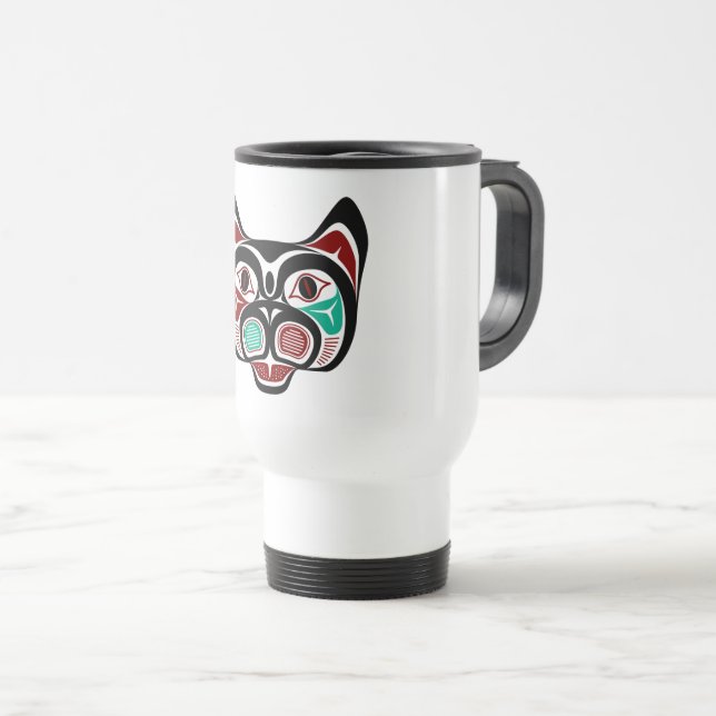 Mug De Voyage Amérindien rouge noir vector Art Kitty (Devant droit)
