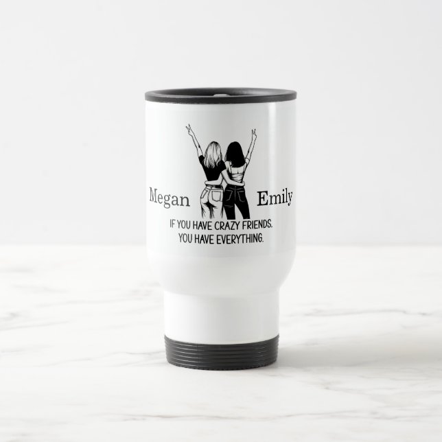 Mug De Voyage Amis fous personnalisés (Centre)