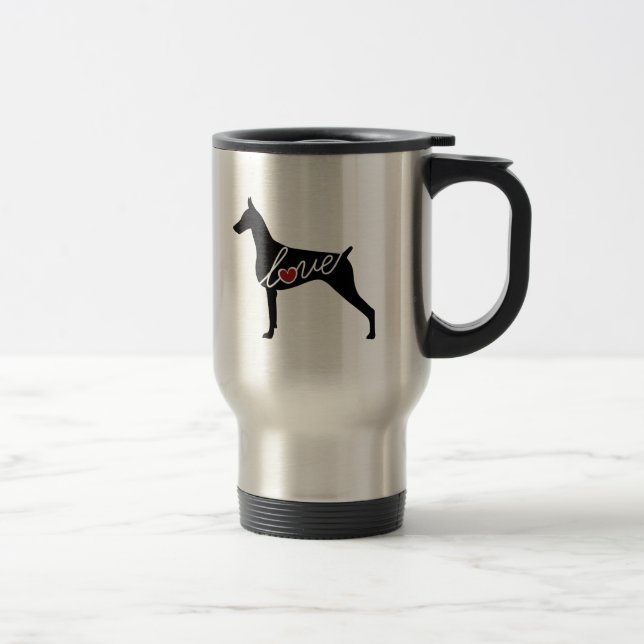 Mug De Voyage Amour de dobermann (Droit)