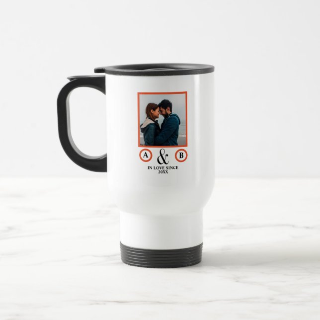 Mug De Voyage Amoureux de la Saint Valentin couple monogramme (Gauche)