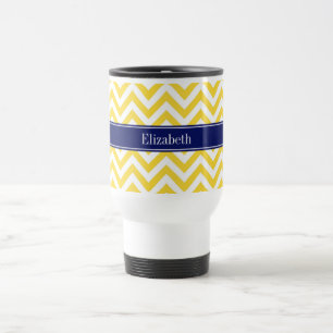 Mug De Voyage Ananas Blanc LG Chevron Marine Nom bleu Monogramme