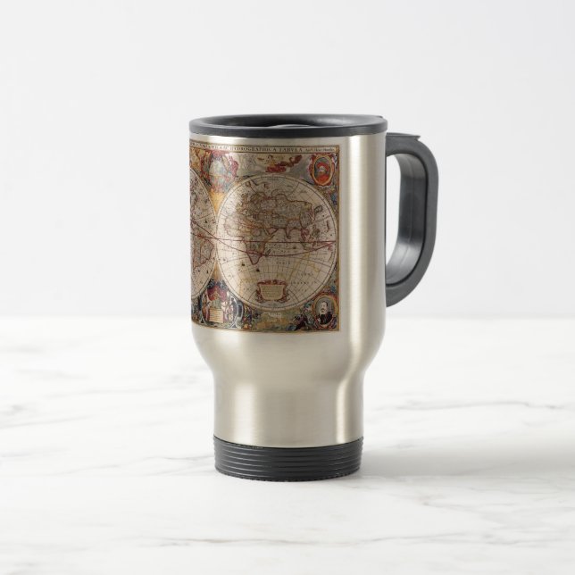 Mug De Voyage Ancienne carte cartographique (Devant droit)
