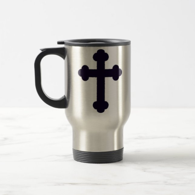 Mug De Voyage Ancienne croix chrétienne violette (Gauche)