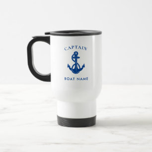 Mug De Voyage Ancre de bateau de capitaine nautique personnalisé