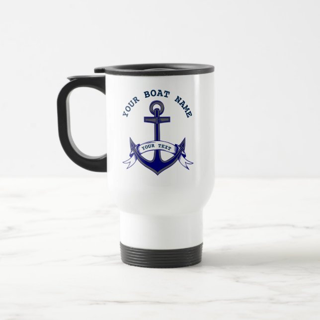 Mug De Voyage Ancre marine nautique personnalisée (Gauche)