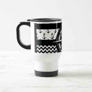 Mug De Voyage Ancre nautique Chevron et motif de boussole