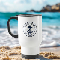 Ancre nautique Nom du bateau bleu marine Personnal