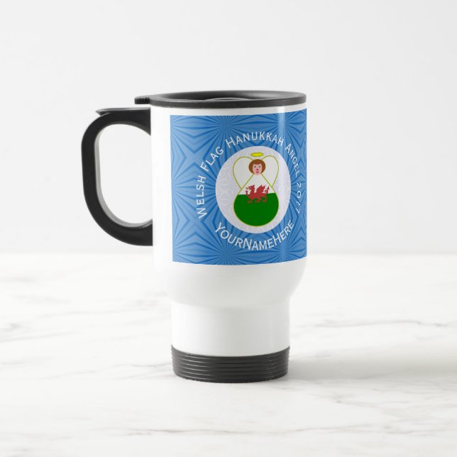 Mug De Voyage Angel du drapeau gallois Hanoukka (Gauche)