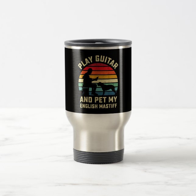 Mug De Voyage Anglais Ma Lover Guitariste Propriétaire d'un chie (Centre)
