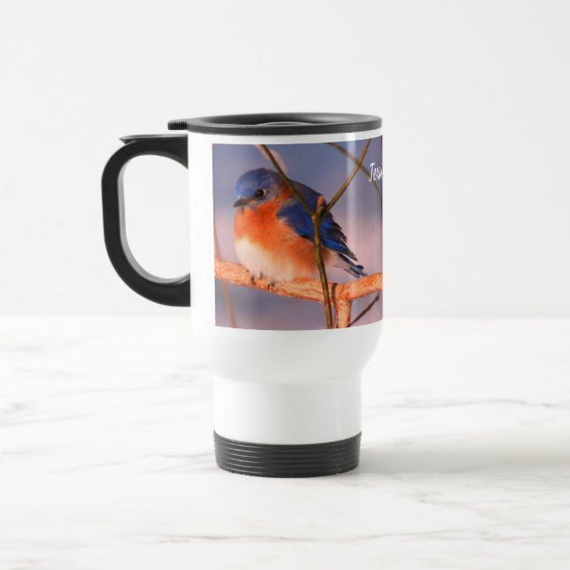 Mug De Voyage Animal Bluebird d'hiver personnalisé (Gauche)