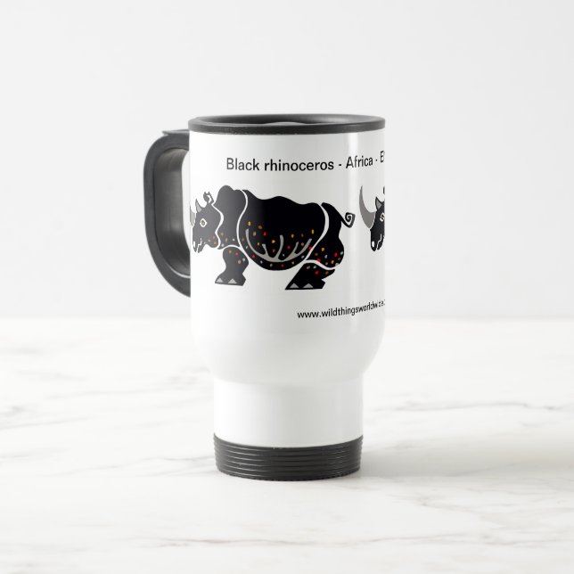 Mug De Voyage Animal en voie de disparition - RHINOCEROS - Natur (Devant gauche)
