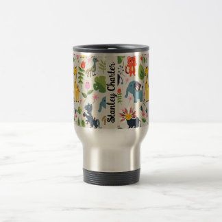 Mug De Voyage Animal Jungle Pastel Leaf Motif personnalisé