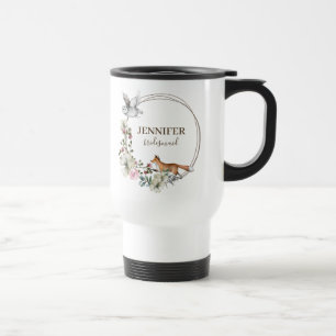 Mug De Voyage Animaux de la forêt à l'aquarelle Nom de demoisell
