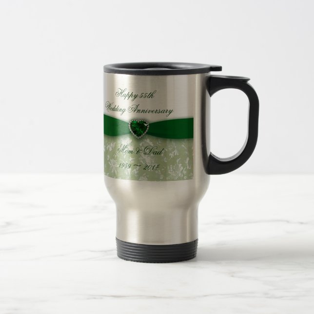Mug De Voyage Anniversaire de mariage de damassé (Droit)
