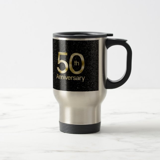 Mug De Voyage Anniversaire fascinant d'or cinquantième (Droit)