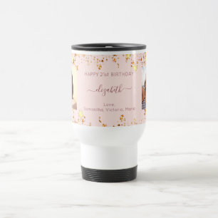 Mug De Voyage Anniversaire personnalisé photo rose or amis luxe