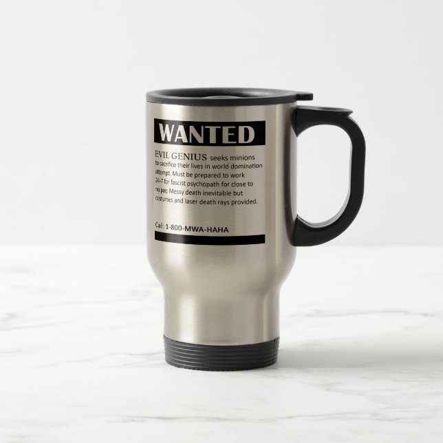 Mug De Voyage Annonce Recherchée de génie mauvais (Droit)