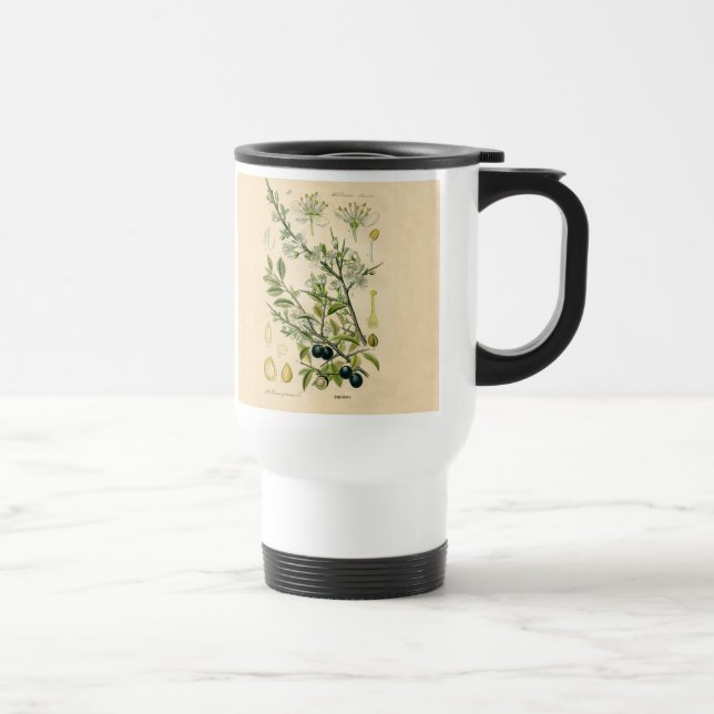 Mug De Voyage Antique Blackthorn Botanique Imprimé Fleur Berry (Droite)