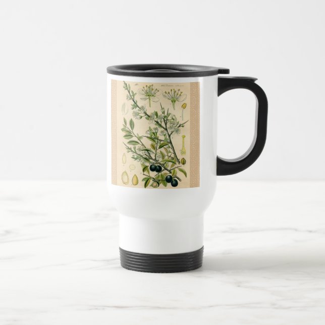 Mug De Voyage Antique Blackthorn Botanique Imprimé Fleur Berry (Droite)