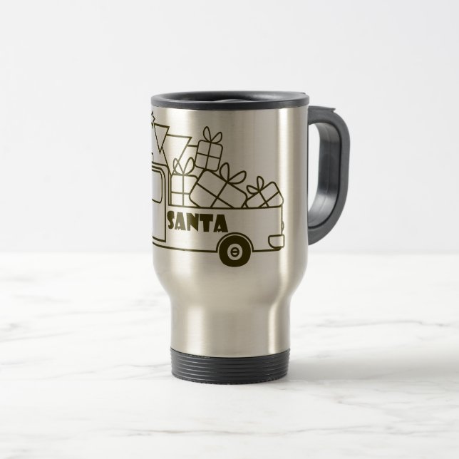 Mug De Voyage Aperçu camion de Noël Père Noël vue côté voiture (Devant droit)