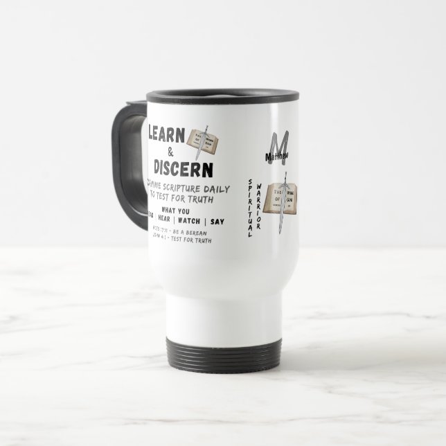 Mug De Voyage Apologétique personnalisée Bible Berean Verse Scri (Devant gauche)