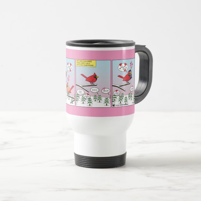 Mug De Voyage Appels de accouplement d'oiseaux modernes comique (Devant droit)