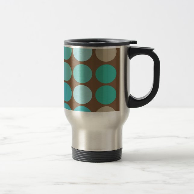 Mug De Voyage Aqua Blue Teal & Brown Dots Pattern (Droit)