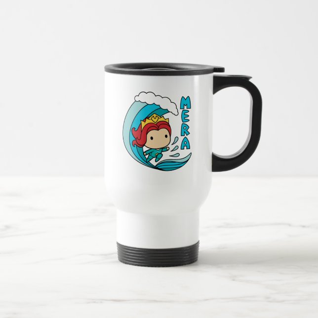 Mug De Voyage Aquaman | Chibi Mera Riding Vague Graphique (Droite)